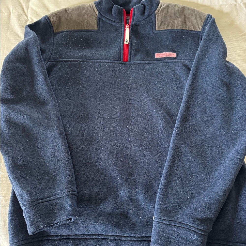 Vineyard Vines Blue and Gray Zip Up Sweater
